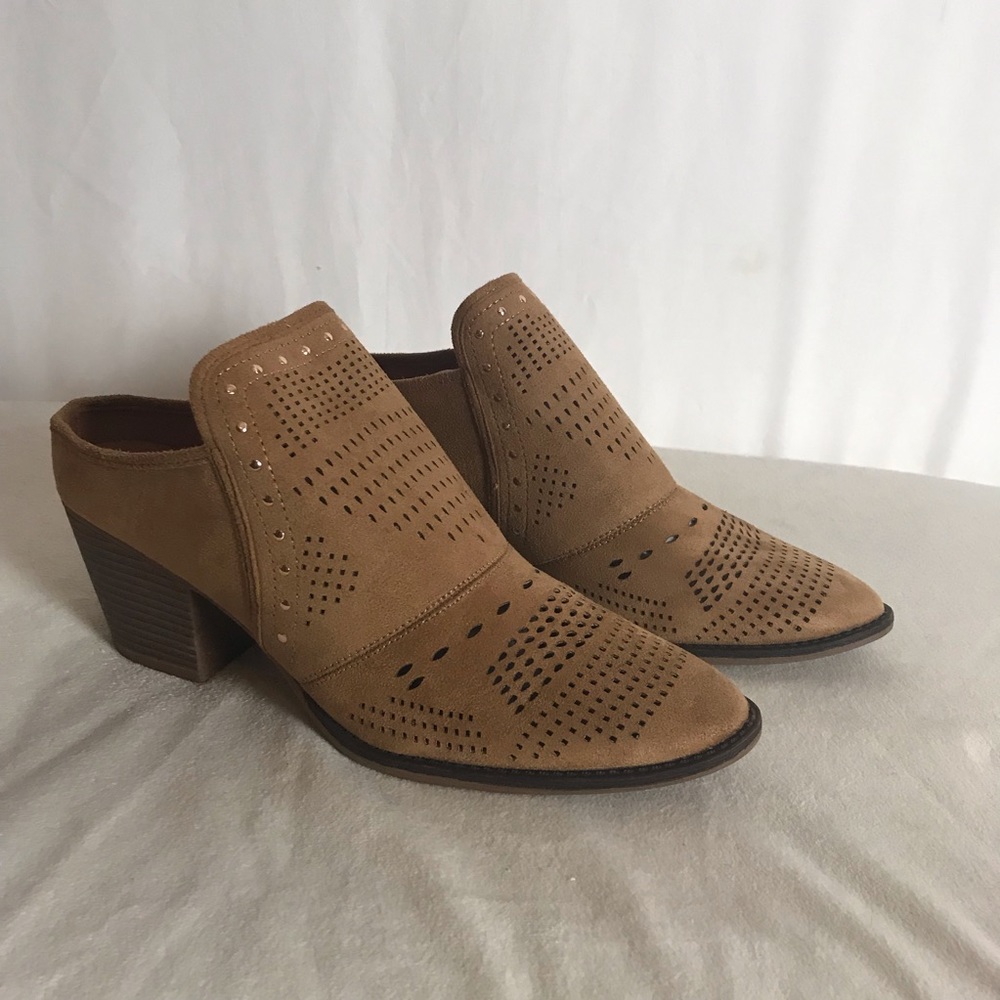Maurices Tan Perforated Ankle Booties